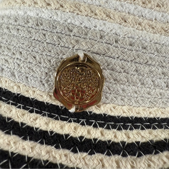 Vince Camuto Cream and Black Sun Hat with Bold Stripes main image 6